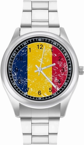 Chad Vintage Flag Casual Wrist Watches for Men Classic Business Dress Watch Big Face for Work Gym