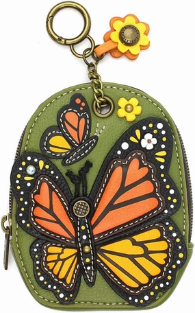 CHALA Mini Coin Purse Keychain - RFID Protected Card Holder and Coin Purse Accessory - Monarch Butterfly