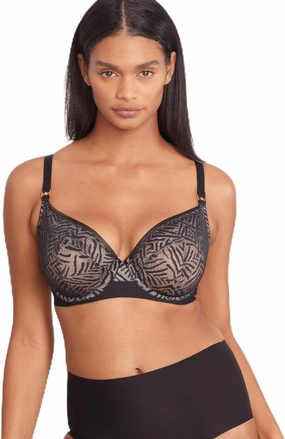 Chantelle Allure Stripes Plunge Bra 38D, Black