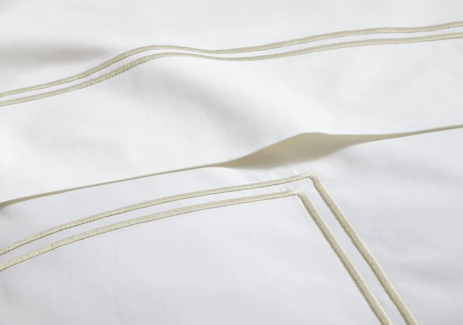 Chezmoi Collection Venezia 4-Piece 400 Thread Count Tencel Cotton Sheet Set - Double Row Stitch Embroidery Bordered - Silky Soft, Smooth, Breathable Cooling - King, Tan