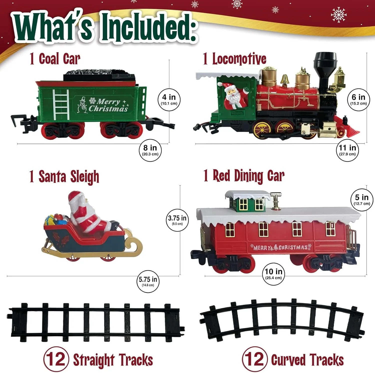 Christmas Train Set for Under The Tree with Lights, Music, Sounds and Steam – Electric Train with On/Off Button, Santa Sleigh, Smoke, Tracks – Perfect for Boys, Toddlers Ages 3  Year Olds