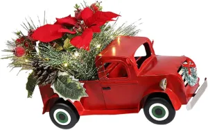 Ciieeo Vintage Iron Truck Model Miniature Ornament for Home Decor for Christmas and Miniature Landscapes Classic Red Car Design with Fine Craftsmanship