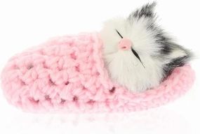 Ciieeo in Slippers Cats Doll Toy Mini Kitten in Shoe with Meows Sounds Sleeping Kitten Toy Decors for Home Table Car Decor Kids (Pink)