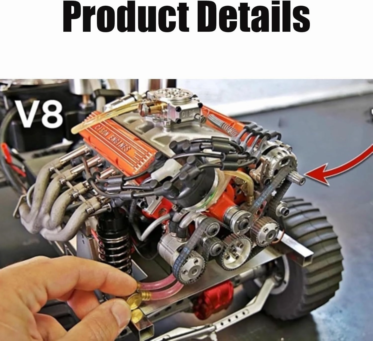 Cison V8 Engine Kit Gas - 89% Gasoline Ohv V8 Small-Block Engine Model Kits, Mini V8 Engine Kits That Runs, Build Your Own Stem V8 Model Engine for Adults(3pcs-d)