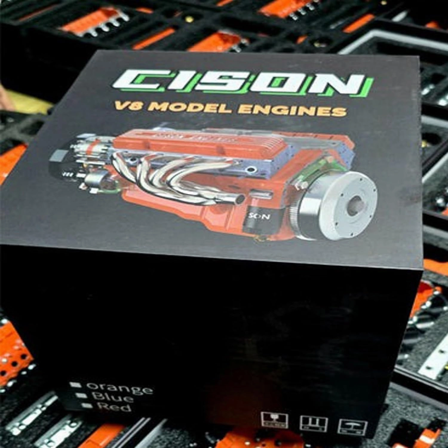 Cison V8 Engine Kit Gas - 89% Gasoline Ohv V8 Small-Block Engine Model Kits, Mini V8 Engine Kits That Runs, Build Your Own Stem V8 Model Engine for Adults(3pcs-d)