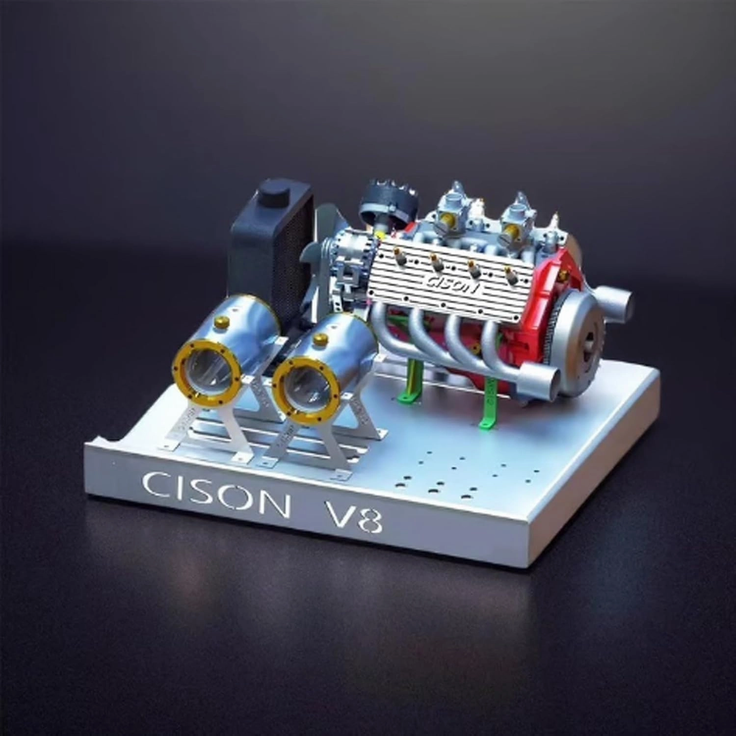 Cison V8 Engine Kit Gas - 89% Gasoline Ohv V8 Small-Block Engine Model Kits, Mini V8 Engine Kits That Runs, Build Your Own Stem V8 Model Engine for Adults(3pcs-d)