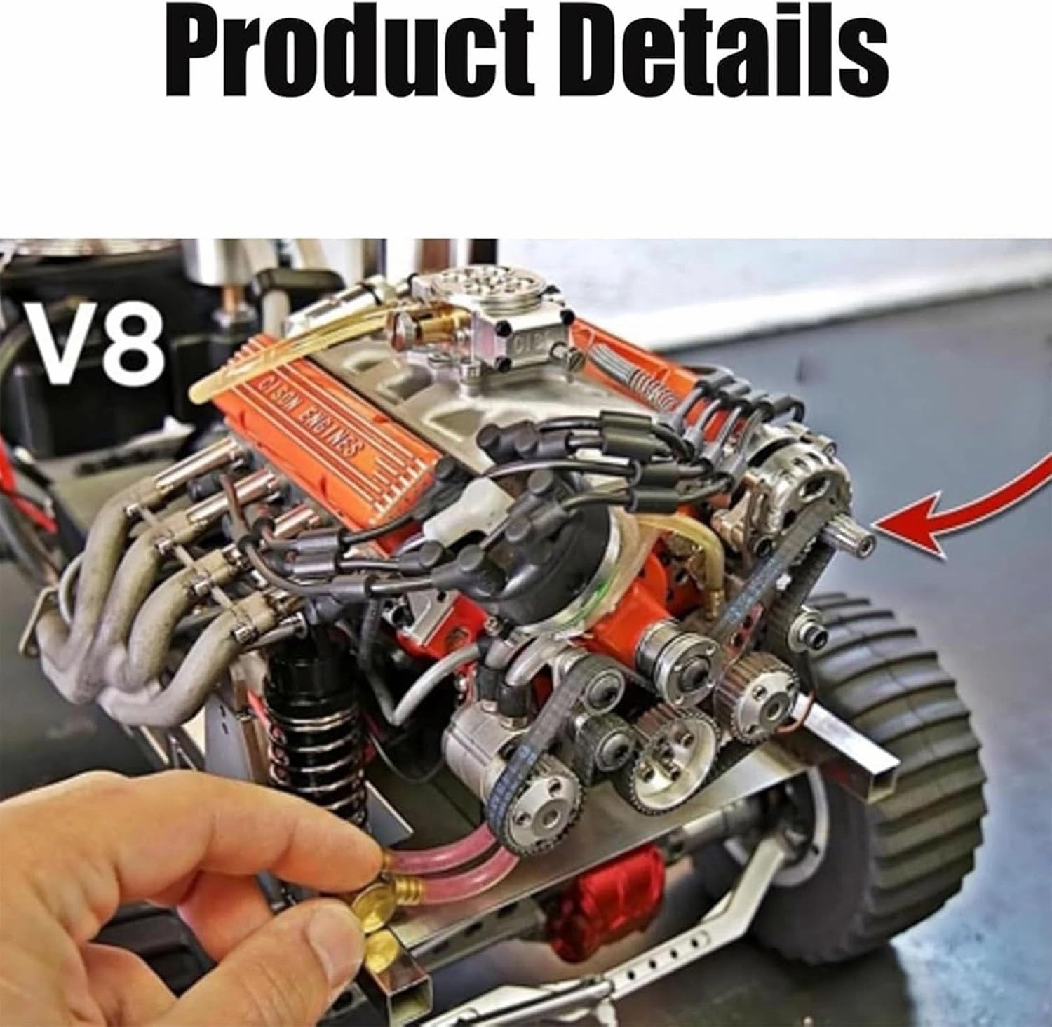 Cison V8 Engine Kit Gas - Gasoline Ohv V8 Small-Block Engine Model Kits,Model Engines kit That Runs on Gas,4-Stroke 44cc Water-Cooled 1/6,Build Your Own Stem V8 Model Engine (Blue Yellow)