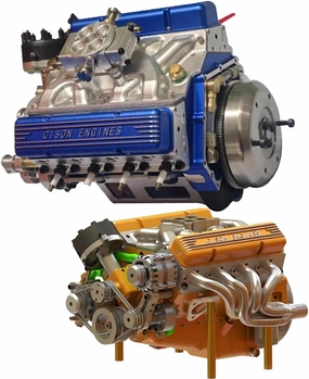 Cison V8 Engine Kit Gas - Gasoline Ohv V8 Small-Block Engine Model Kits,Model Engines kit That Runs on Gas,4-Stroke 44cc Water-Cooled 1/6,Build Your Own Stem V8 Model Engine (Blue Yellow)