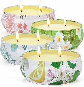 Citronella Candles Outdoor, 4 Pack Soy Wax Lemongrass Candles, Decorative Jar Scented Candle for Patio Garden Backyard Camping Summer, 240 Hours Burning Time