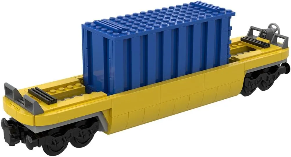 City Freight Train Set MOC-159041 TTX 40-inch Container Trucks, Carriage with Container - 346PCS White
