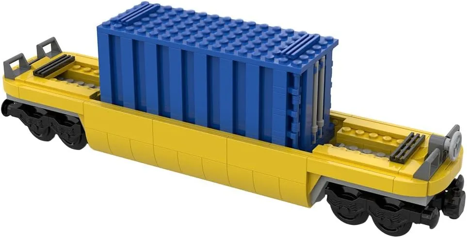 City Freight Train Set MOC-159041 TTX 40-inch Container Trucks, Carriage with Container - 346PCS White