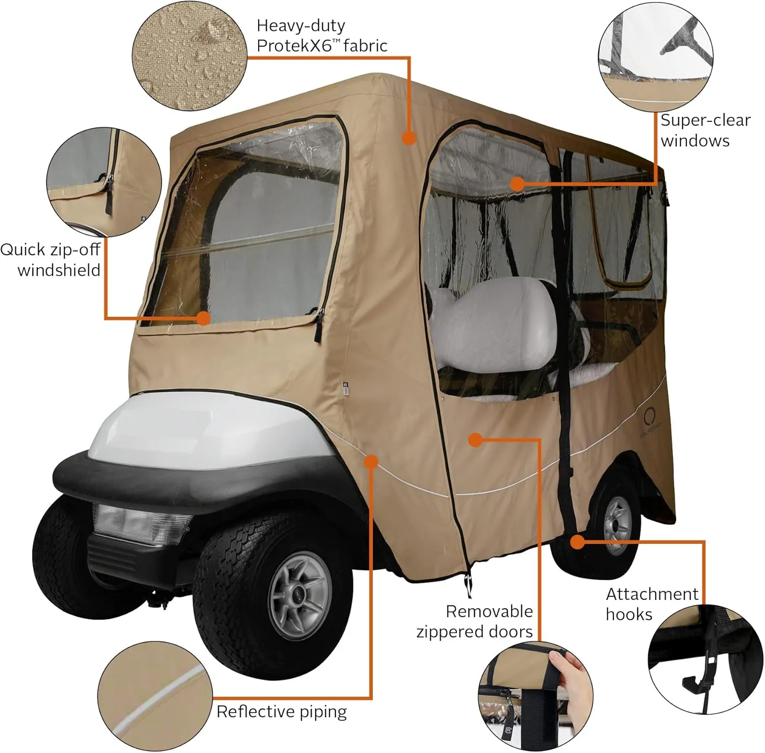 Classic Accessories Fairway Golf Cart Deluxe Enclosure