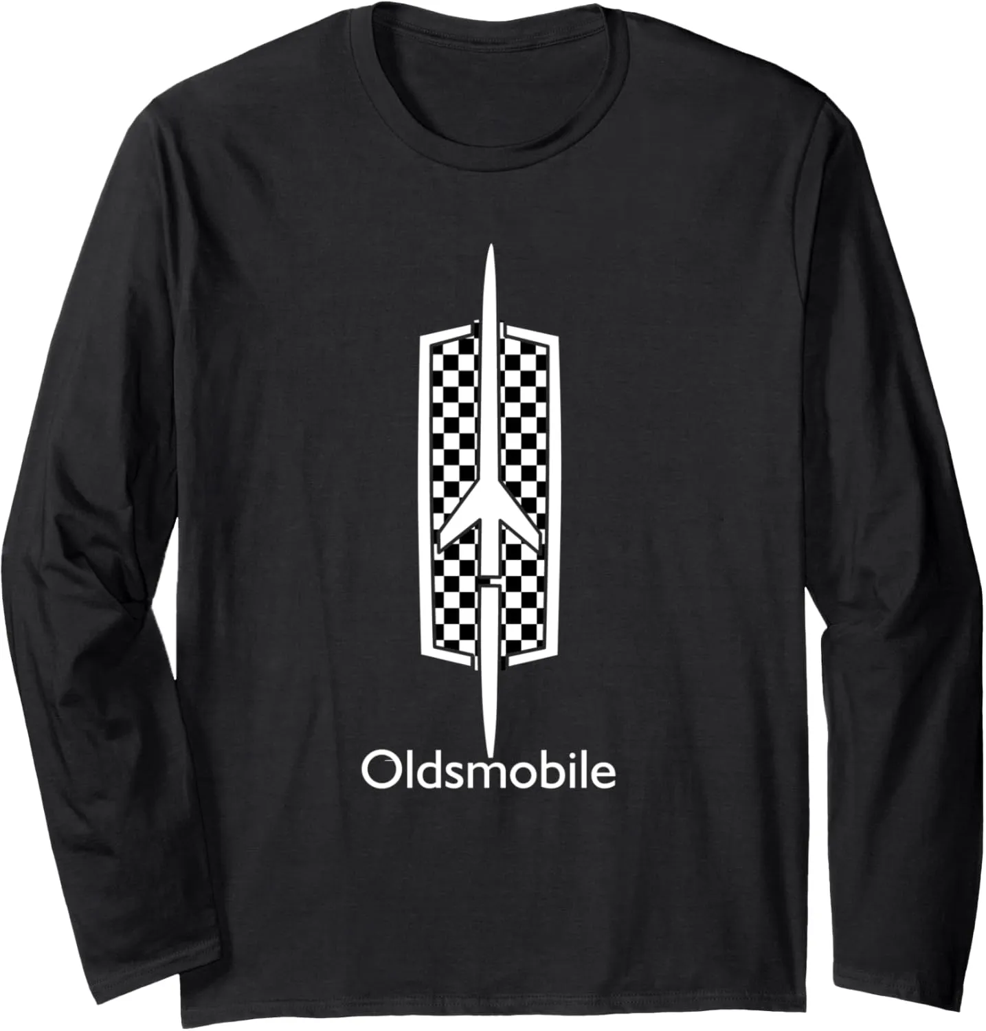 Classic Car Show Vintage Oldsmobile Checkered Rocket Logo Long Sleeve T-Shirt