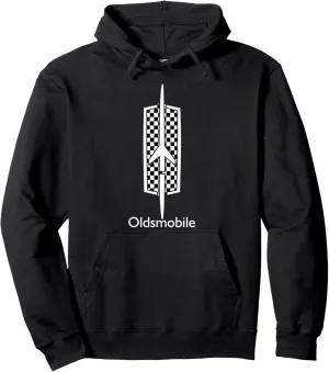 Classic Car Show Vintage Oldsmobile Checkered Rocket Logo Pullover Hoodie