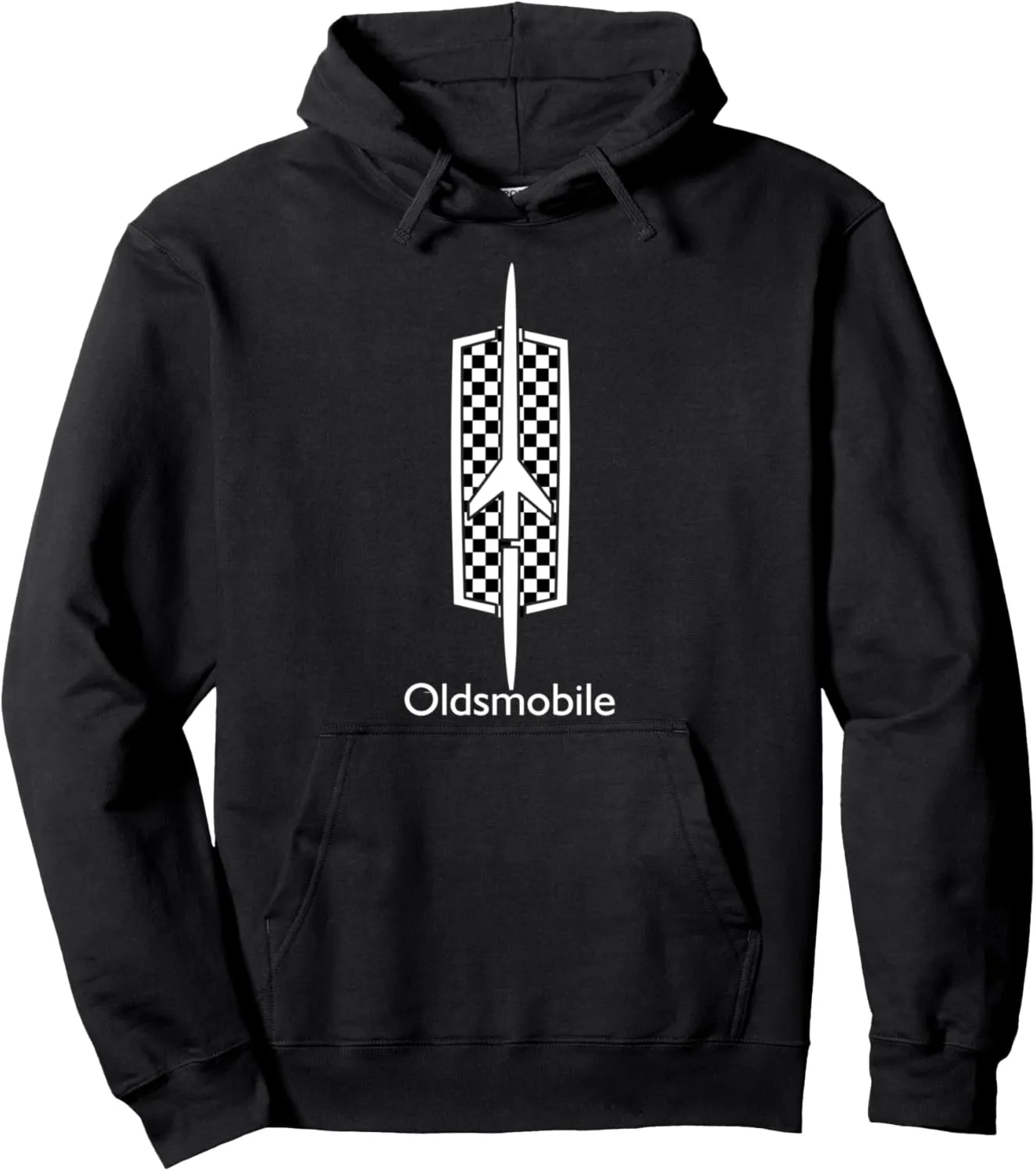 Classic Car Show Vintage Oldsmobile Checkered Rocket Logo Pullover Hoodie