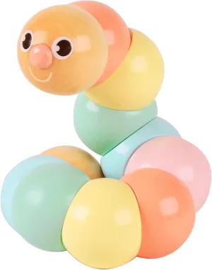 Classic World Wooden Twist Caterpillar Pull Toy, Flexible Colourful Worm for Babies, Toddlers, Kids, Develops Fine Motor Skills and Color Recognition, 25 cm, 1 Year , Pastel Colors