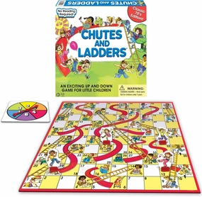 Classic Chutes And Ladders with 1970's Artwork by Winning Moves Games USA for Children Ages 3 and Up, Preschool Games for 2-4 players (1195)
