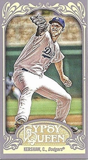 CLAYTON KERSHAW "GYPSEY QUEEN" PARALELL MINI TOBACCO SIZE COLLECTIBLE BASEBALL CARD - 2012 TOPPS GYPSY QUEEN BASEBALL CARD #135 (LOS ANGELES DODGERS) FREE SHIPPING & TRACKING