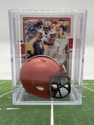 Cleveland Browns NFL Helmet Shadowbox w/Nick Chubb card