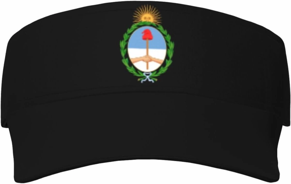 Coat of Arms of Argentina Adult Sun Visor Cap - UV Protection, Breathable, Adjustable, Sports & Outdoor Hat Black