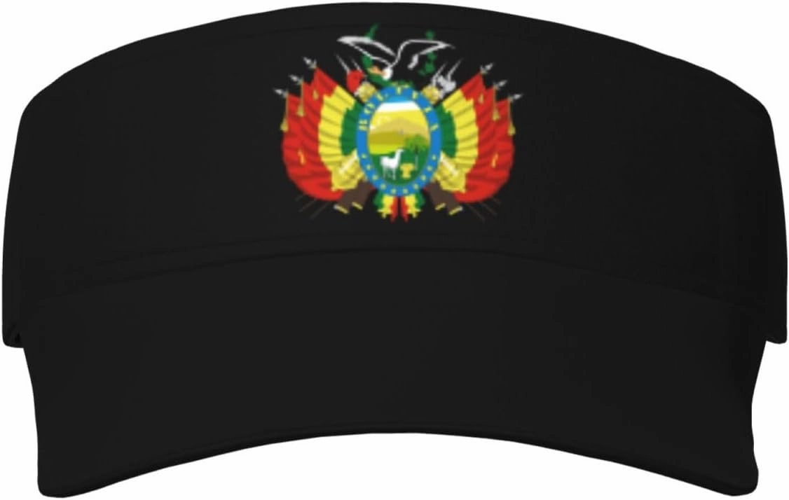 Coat of Arms of Bolivia Adult Sun Visor Cap - UV Protection, Breathable, Adjustable, Sports & Outdoor Hat Black