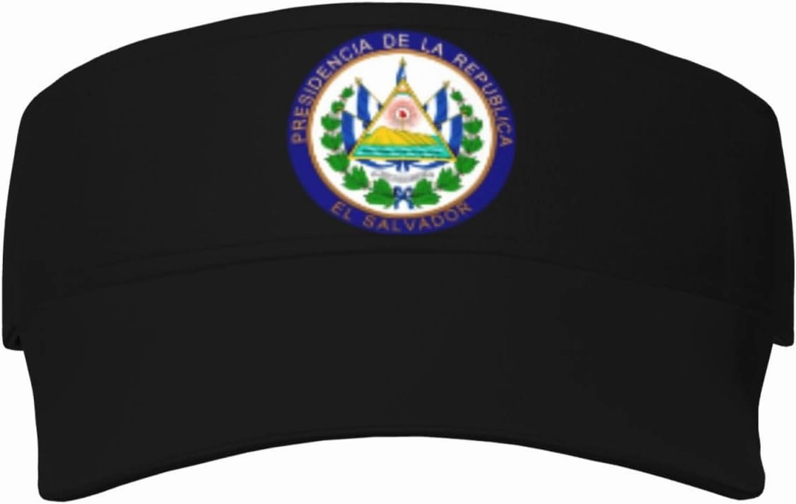 Coat of Arms of El Salvador Adult Sun Visor Cap - UV Protection, Breathable, Adjustable, Sports & Outdoor Hat Black