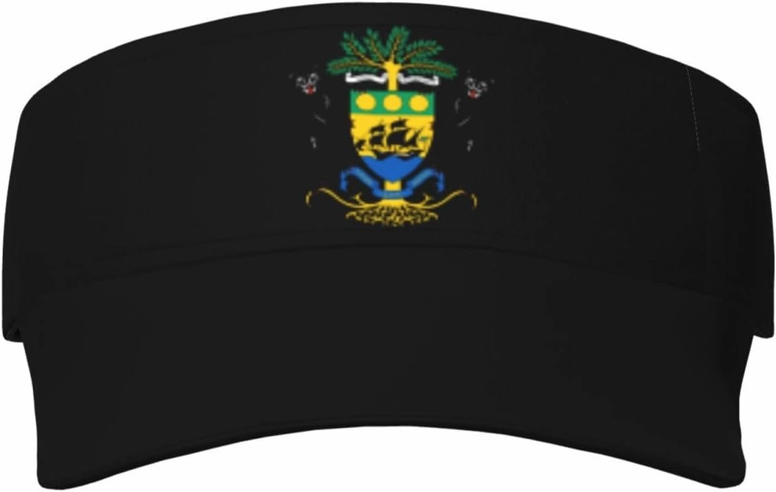 Coat of Arms of Gabon Adult Sun Visor Cap - UV Protection, Breathable, Adjustable, Sports & Outdoor Hat Black