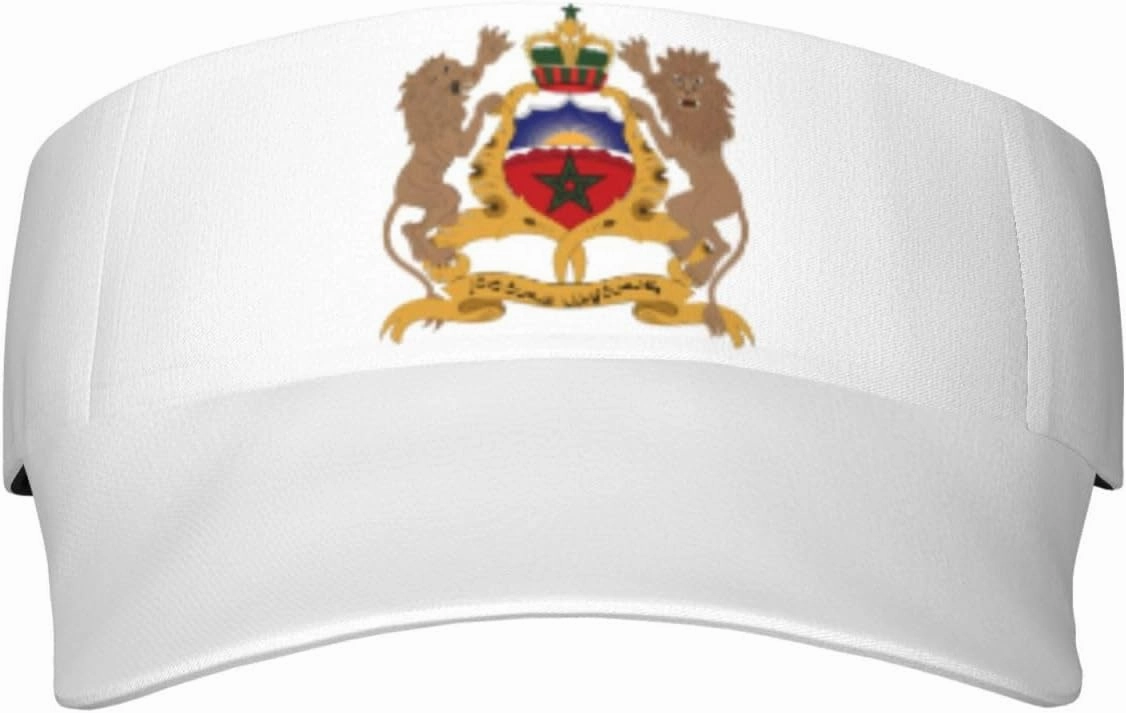 Coat of Arms of Morocco Adult Sun Visor Cap - UV Protection, Breathable, Adjustable, Sports & Outdoor Hat Black