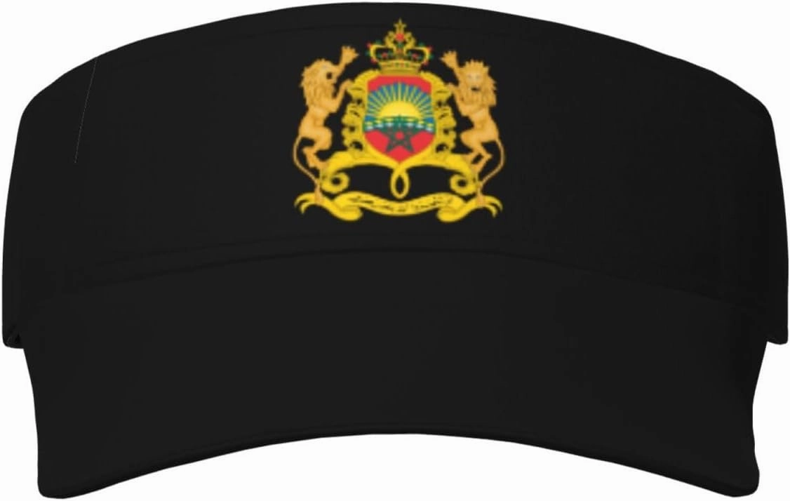 Coat of Arms of Morocco Adult Sun Visor Cap - UV Protection, Breathable, Adjustable, Sports & Outdoor Hat Black