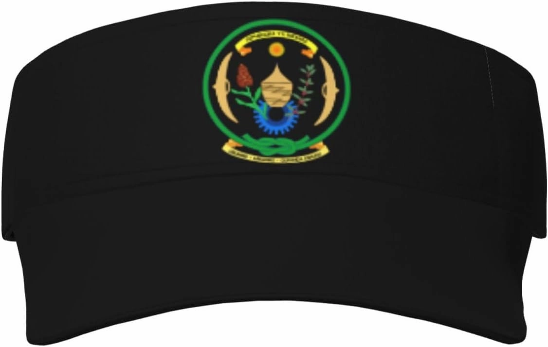 Coat of arms of Rwanda Adult Sun Visor Cap - UV Protection, Breathable, Adjustable, Sports & Outdoor Hat Black
