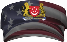 Coat of arms of Singapore Adult Sun Visor Cap - UV Protection, Breathable, Adjustable, Sports & Outdoor Hat Black