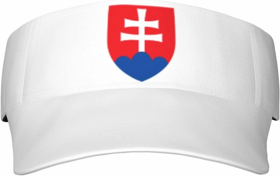 Coat of Arms of Slovakia Adult Sun Visor Cap - UV Protection, Breathable, Adjustable, Sports & Outdoor Hat Black