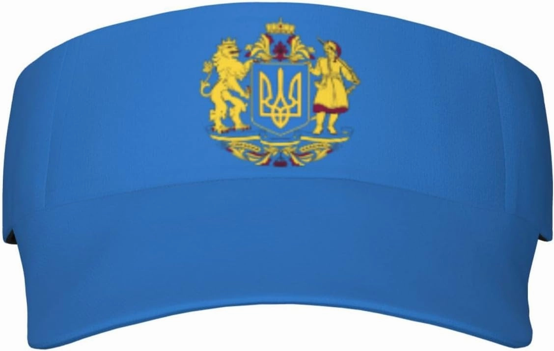 Coat of arms of Ukraine Adult Sun Visor Cap - UV Protection, Breathable, Adjustable, Sports & Outdoor Hat Black