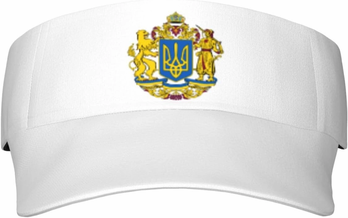 Coat of Arms Ukraine Adult Sun Visor Cap - UV Protection, Breathable, Adjustable, Sports & Outdoor Hat Black