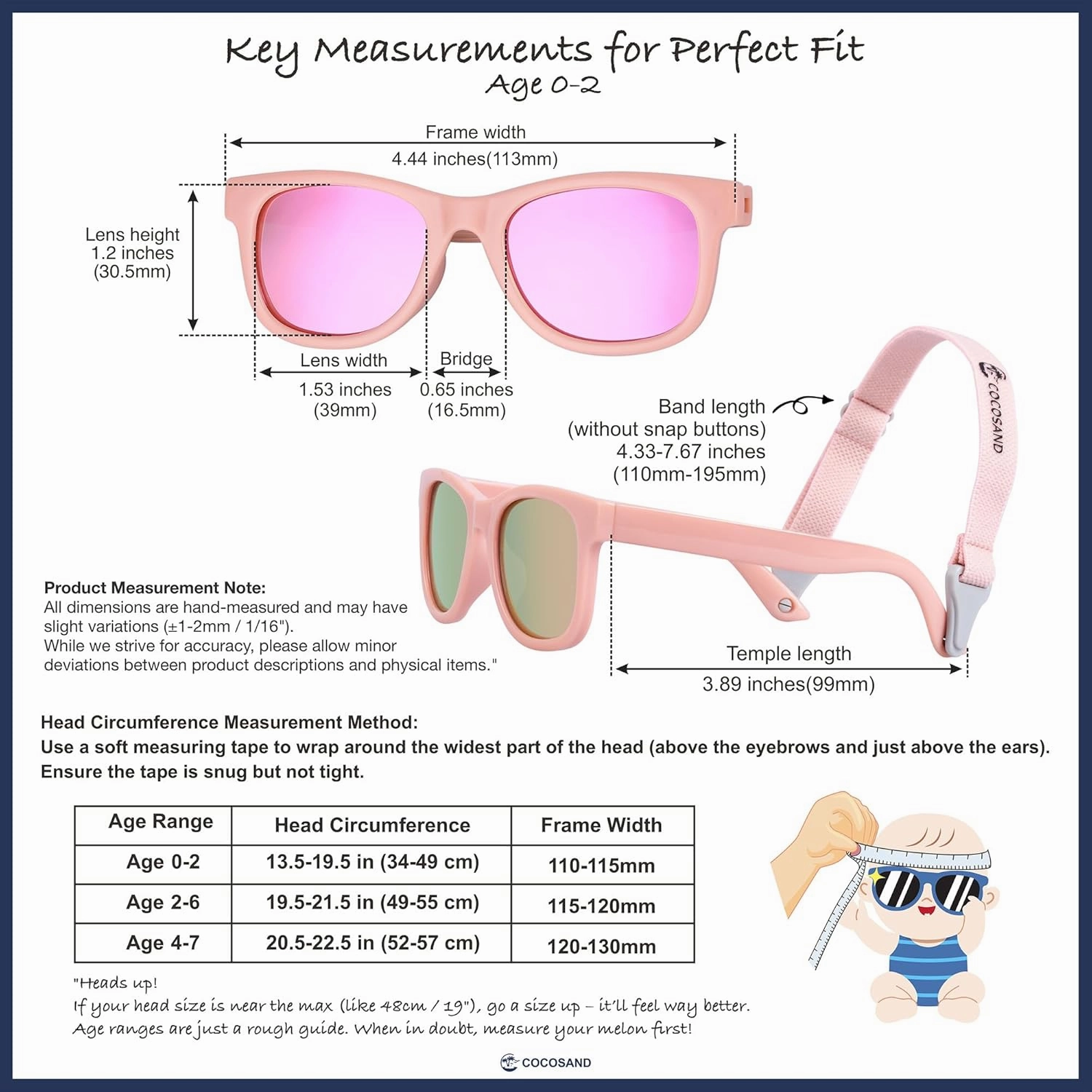 COCOSAND Flexible Polarized Baby Sunglasses with Strap UV Protection for Toddler Infant Girl Boy Age 0-24 Months