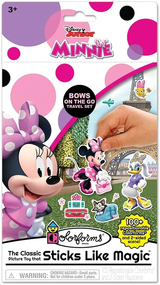 Colorforms Travel Set, Stickers for Kids – Disney Minnie Toys, Arts and Crafts, Reusable Sticker Book, Kids Stickers, Toddler Crafts, Stickers for Boys, Girls, Arts & Crafts, Craft Supplies, Ages 3 