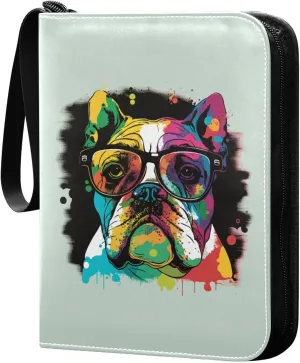 Colorful-bulldog 400 pockets Game Card Binder with Removable Sleeves Trading Card PU Waterproof Sturdy Protectors Holder Collectible Album for Sports Card Collection Storage