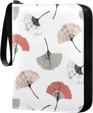 Colorful Ginkgo Leaf Pattern Card Binder 4 Pocket, Fits 400 Cards,Trading Card Binder with Sleeves, Waterproof Sports Card Binder with Zip Collectible Trading Card Albums for Collectible Game Cards MT