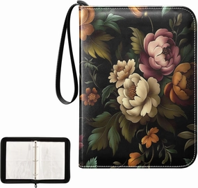 Colorful Flowers Card Binder 4 Pocket, Trading Card Holder Fits 400 Game Cards with 50 Removable Sleeves, MTG Card Case Standard Size