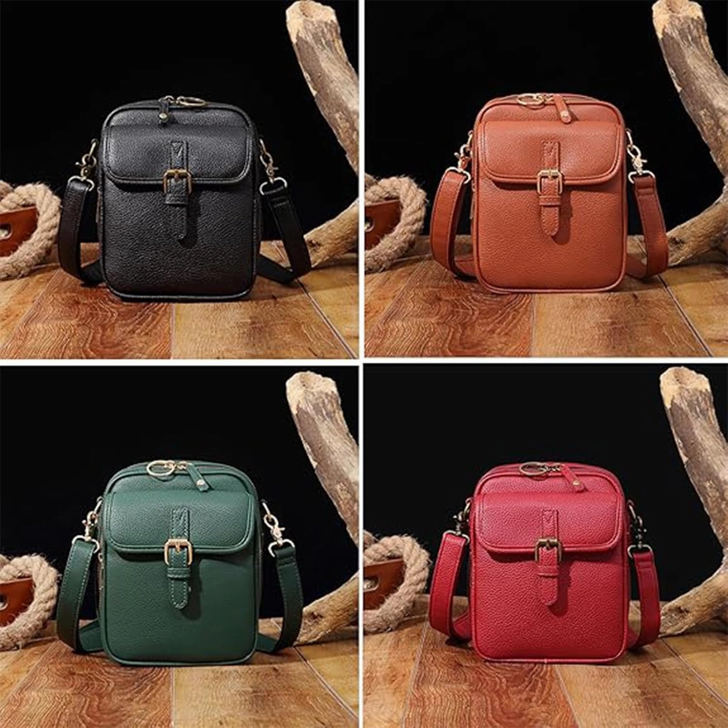 Comebybuy Purse Vintage Mini Messenger Bag, Leather Vintage Double Layer Large Capacity Messenger Bag For Women