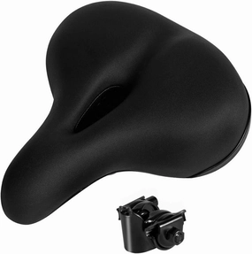 Comfortable Bike Saddles Extra Wide and Thick Bicycle Seat Integrated Molding Anti-Rain (Black Hollow)