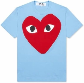Comme des Garcons Play Pastelle Red Heart T-Shirt, Blue