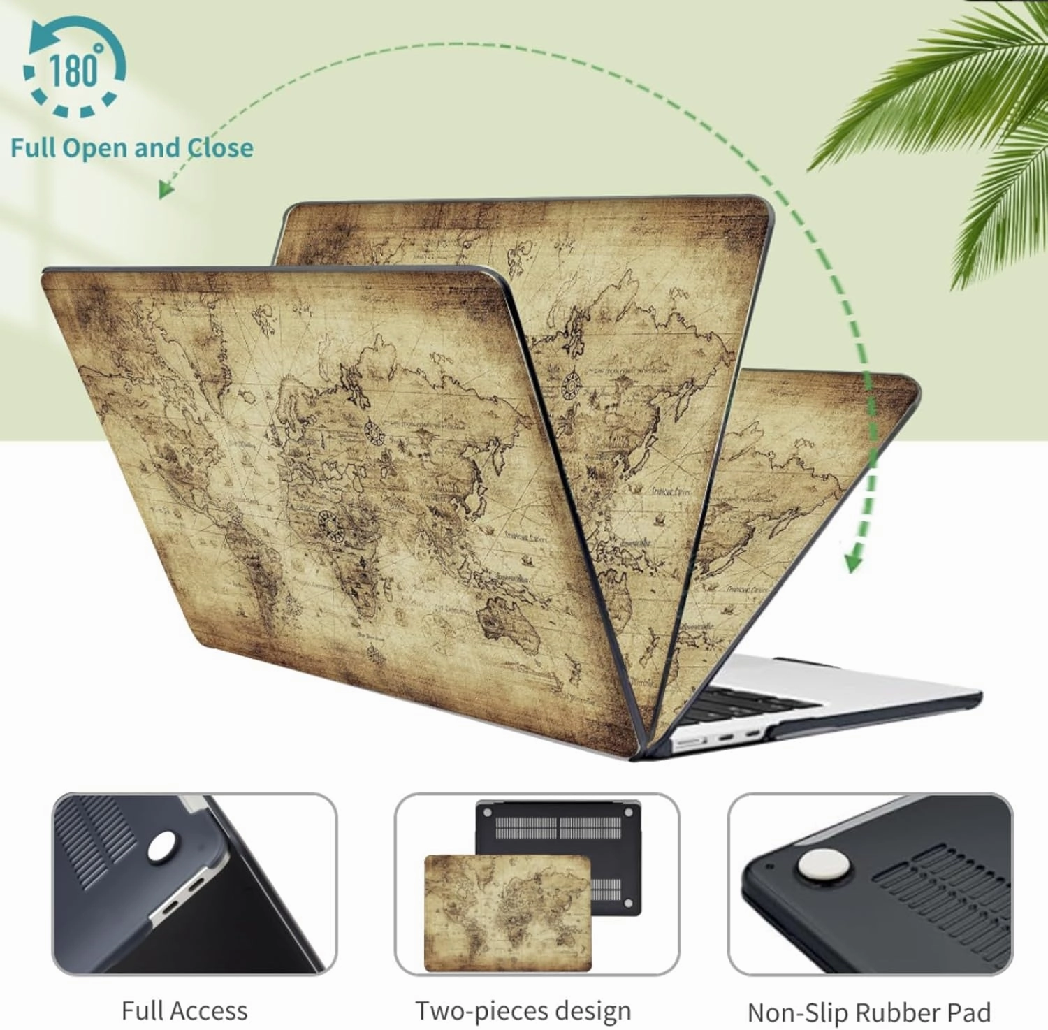 Compatible with New Version 2025-2023 MacBook Air 15 inch Model A3114 A2941 A3241 with M3/ M2 Chip and Liquid Retina Display, Fashional Simple Funny Computer Protector Case, World Map