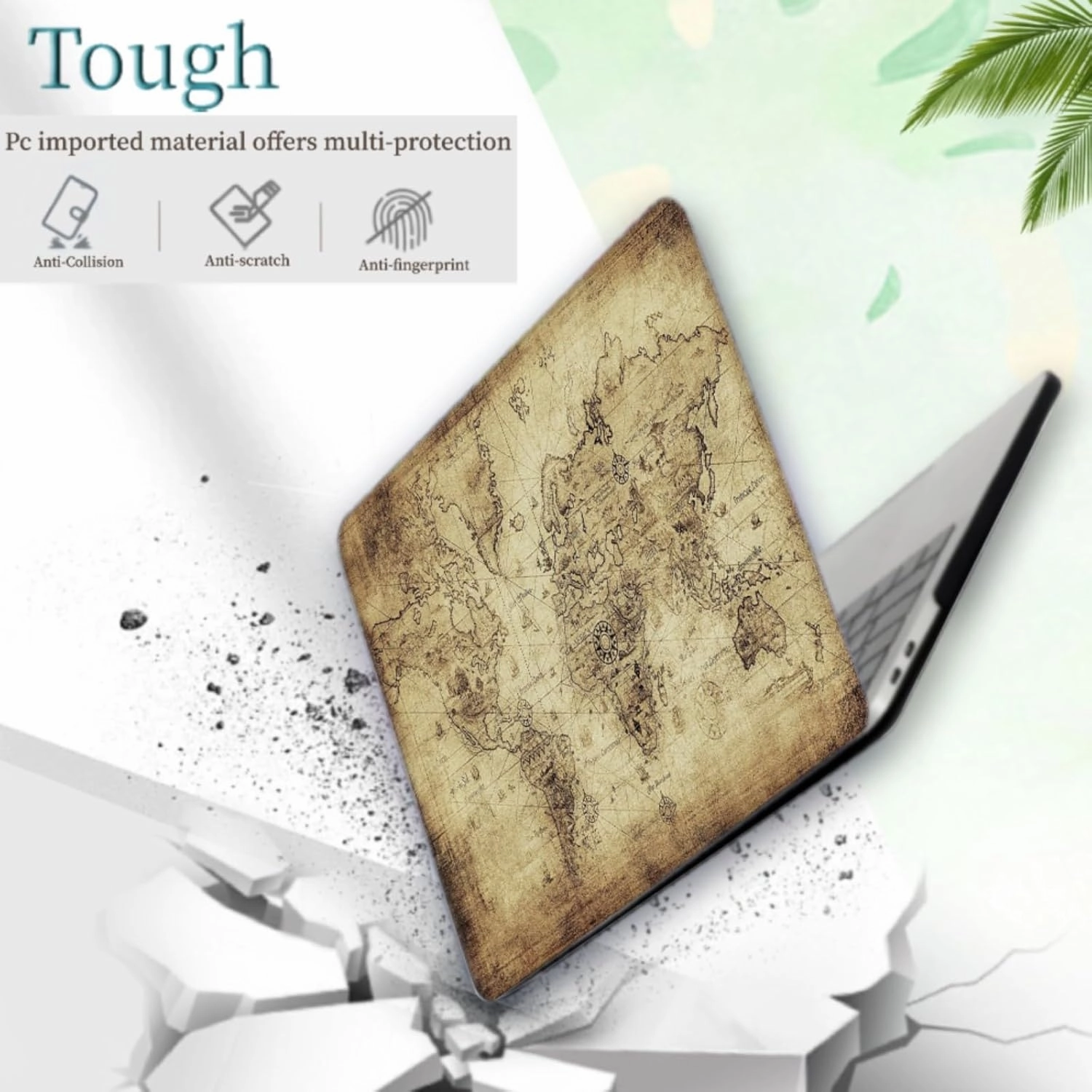 Compatible with New Version 2025-2023 MacBook Air 15 inch Model A3114 A2941 A3241 with M3/ M2 Chip and Liquid Retina Display, Fashional Simple Funny Computer Protector Case, World Map