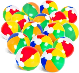 Coopay 24 Pack Inflatable Beach Balls Classic Rainbow Swimming Pool Ball Birthday Beach Party Decoration Summer Water Games Gifts 8 to 12 Inches from Inflated to Deflated