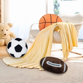 Cozy Basketball-Themed Plush Pillow & Blanket Set – Perfect Basketball Gift for Kids and Teens – Soft Toddler Blanket and Basketball Decor Ideal for Boys Rooms – Cozy Travel