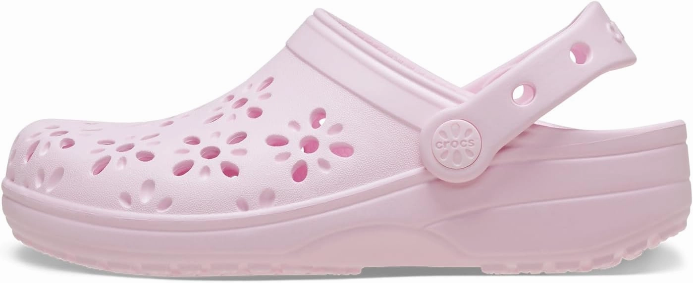Crocs Unisex-Child Classic Clogs with Floral Cut Out Design, Kids and Toddler Shoes