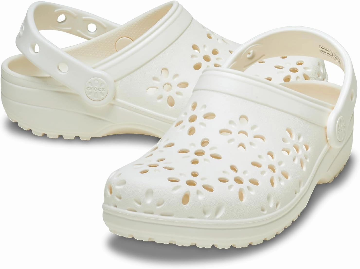 Crocs Unisex-Child Classic Clogs with Floral Cut Out Design, Kids and Toddler Shoes