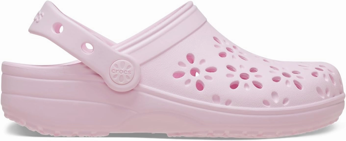 Crocs Unisex-Child Classic Clogs with Floral Cut Out Design, Kids and Toddler Shoes
