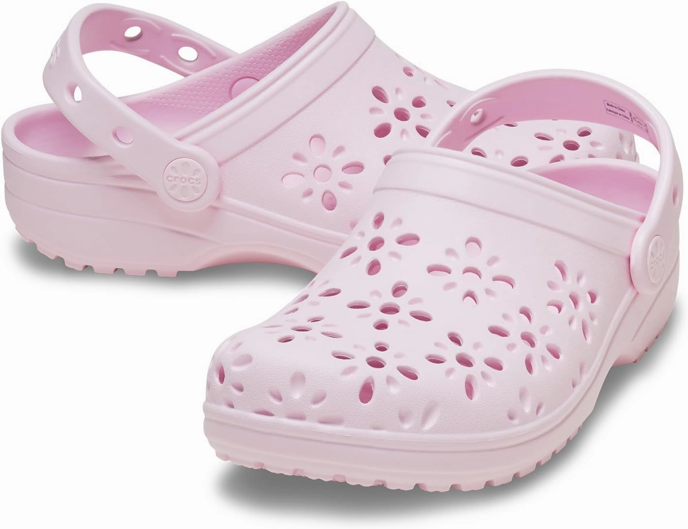 Crocs Unisex-Child Classic Clogs with Floral Cut Out Design, Kids and Toddler Shoes